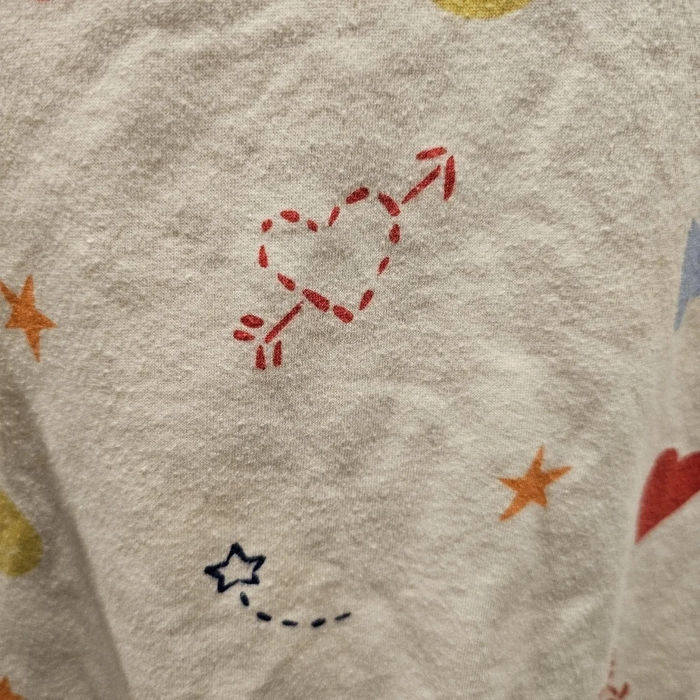 Old Navy Kids XL 14–16 Sweatshirt Mock Neck Cream Heart Star Print Pullover